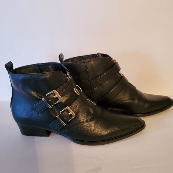 Who What wear Pointed Toe Buckle Women's Ankle Zipper Boots Black Size 7.5. - Picture 9 of 12